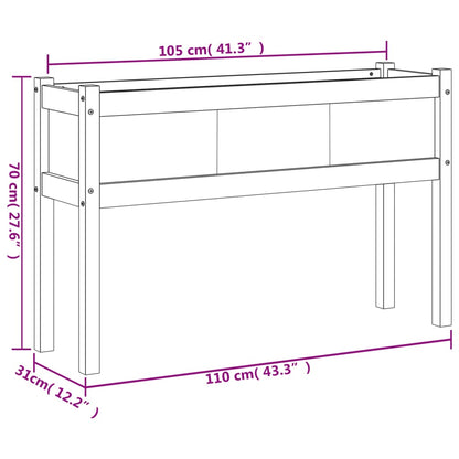 Garden Planter with Legs 110x31x70 cm Solid Wood Pine