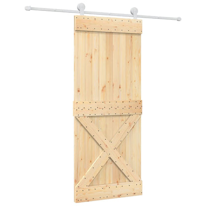 Sliding Door with Hardware Set 85x210 cm Solid Wood Pine