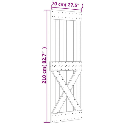 Sliding Door with Hardware Set 70x210 cm Solid Wood Pine