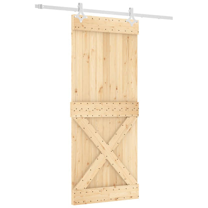 Sliding Door with Hardware Set 85x210 cm Solid Wood Pine