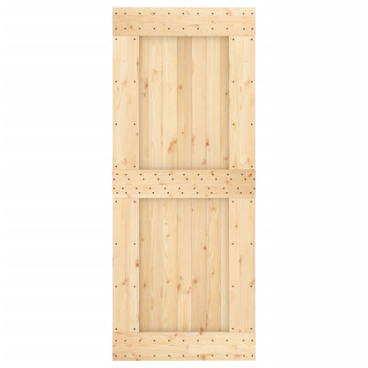 Sliding Door with Hardware Set 85x210 cm Solid Wood Pine