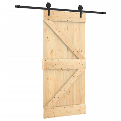 Sliding Door with Hardware Set 95x210 cm Solid Wood Pine