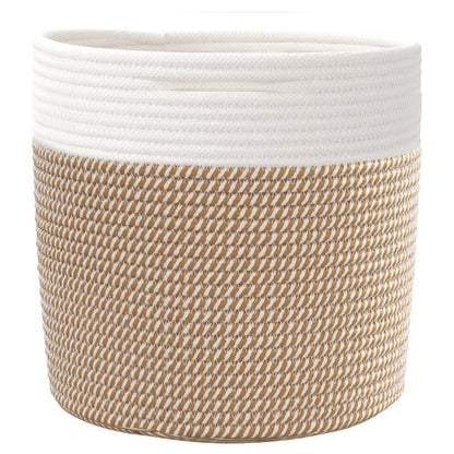 Storage Baskets 2 pcs Brown and White Ø28x28 cm Cotton