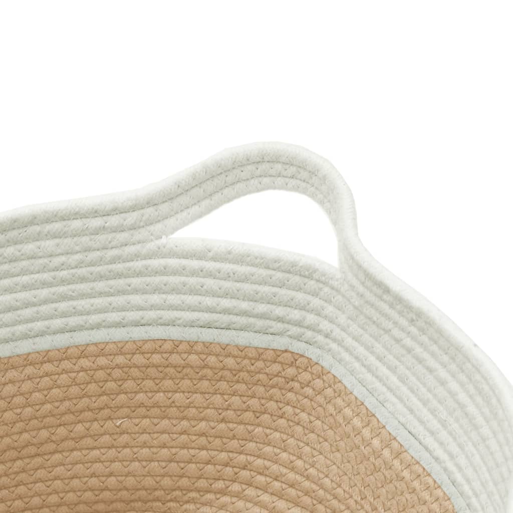 Storage Basket Beige and White Ø40x25 cm Cotton