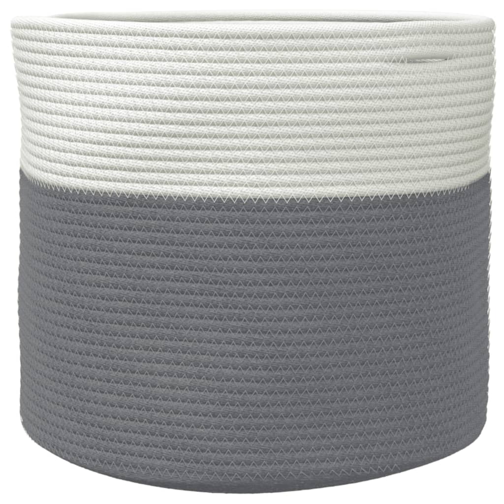 Storage Basket Grey and White Ø40x35 cm Cotton