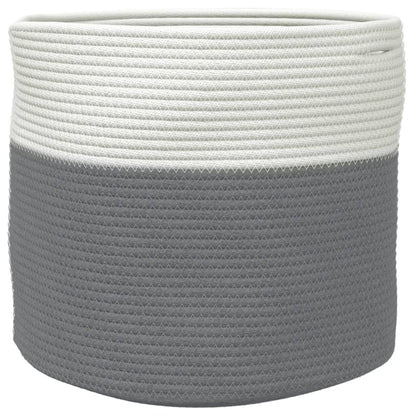 Storage Basket Grey and White Ø40x35 cm Cotton