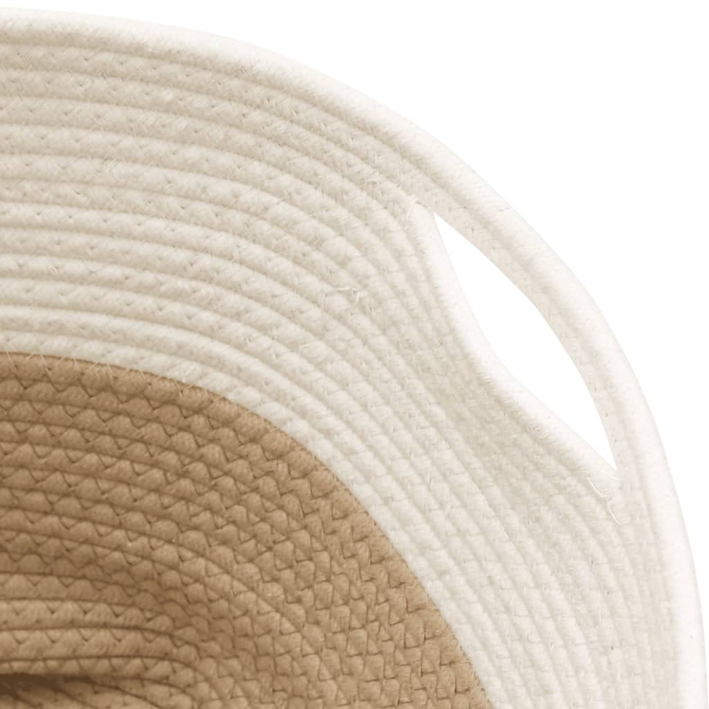 Storage Basket Beige and White Ø40x35 cm Cotton