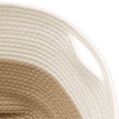 Storage Basket Beige and White Ø40x35 cm Cotton