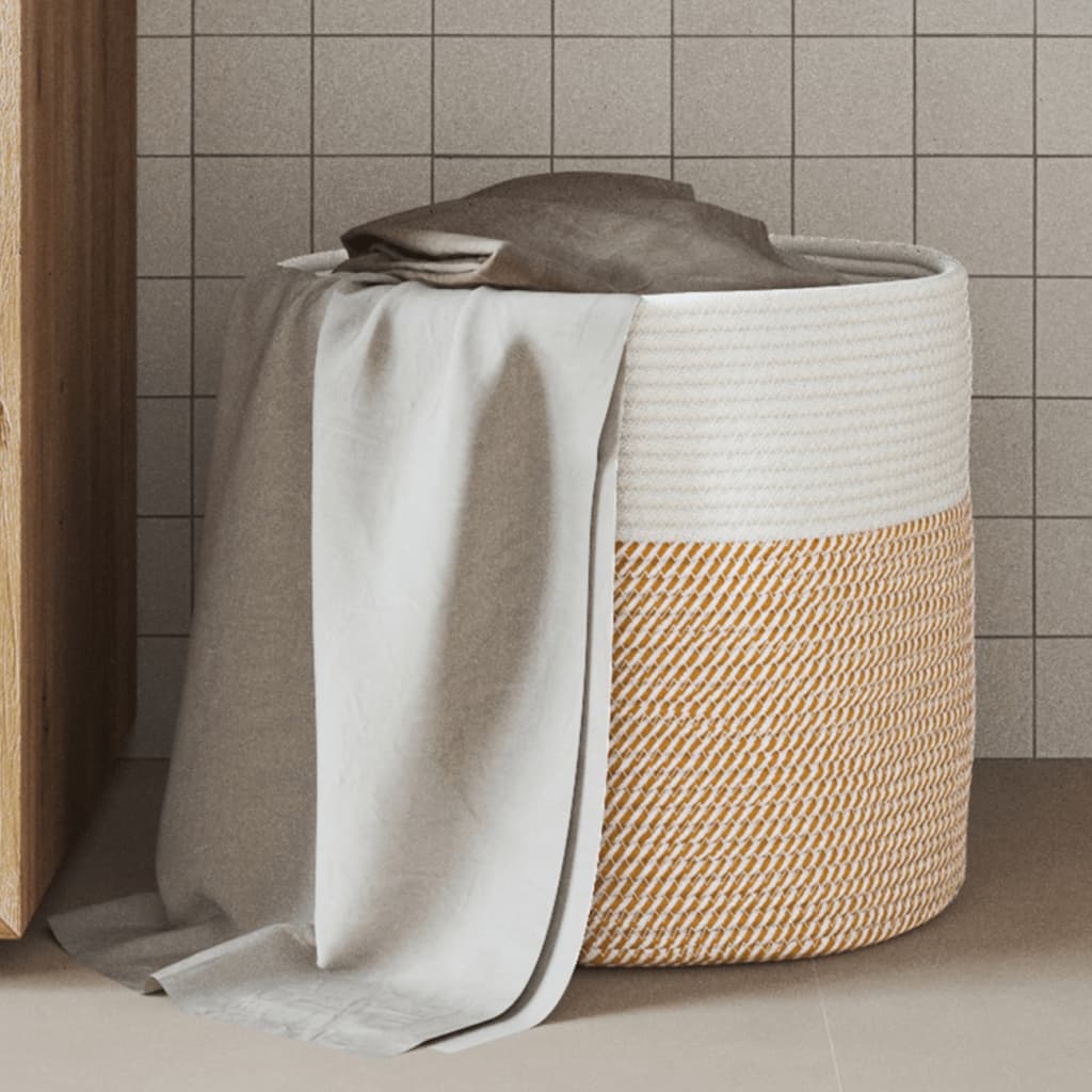 Storage Basket Brown and White Ø40x35 cm Cotton