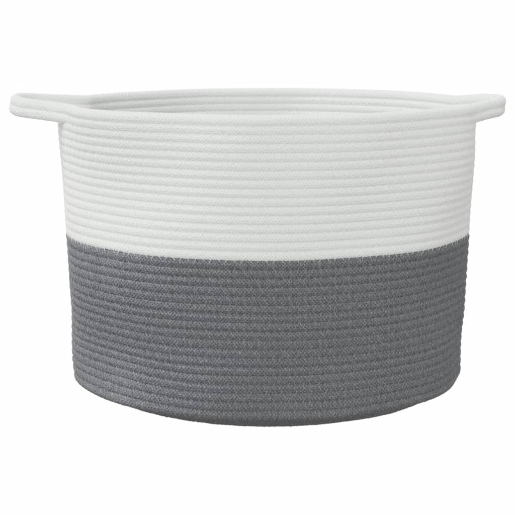 Laundry Basket Grey and White Ø55x36 cm Cotton