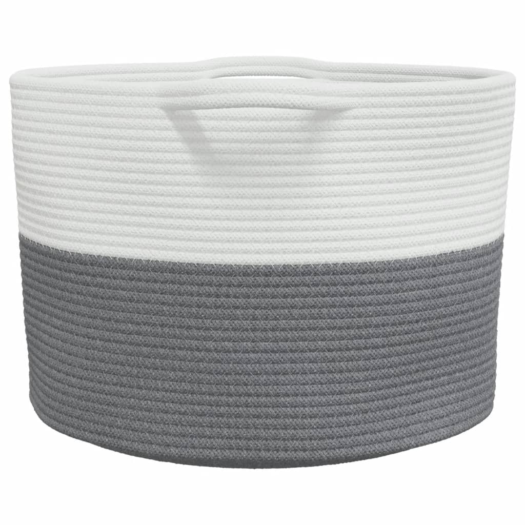 Laundry Basket Grey and White Ø55x36 cm Cotton