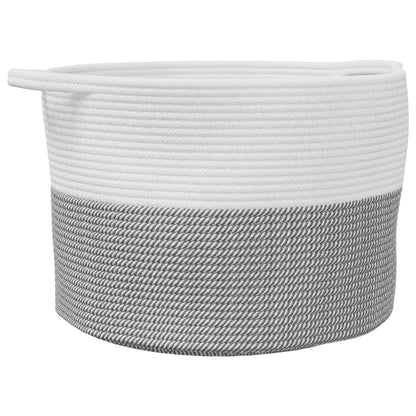 Laundry Basket Grey and White Ø55x36 cm Cotton
