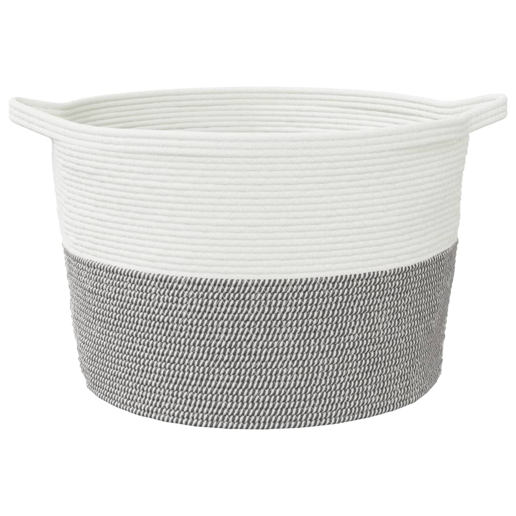 Laundry Basket Grey and White Ø60x36 cm Cotton
