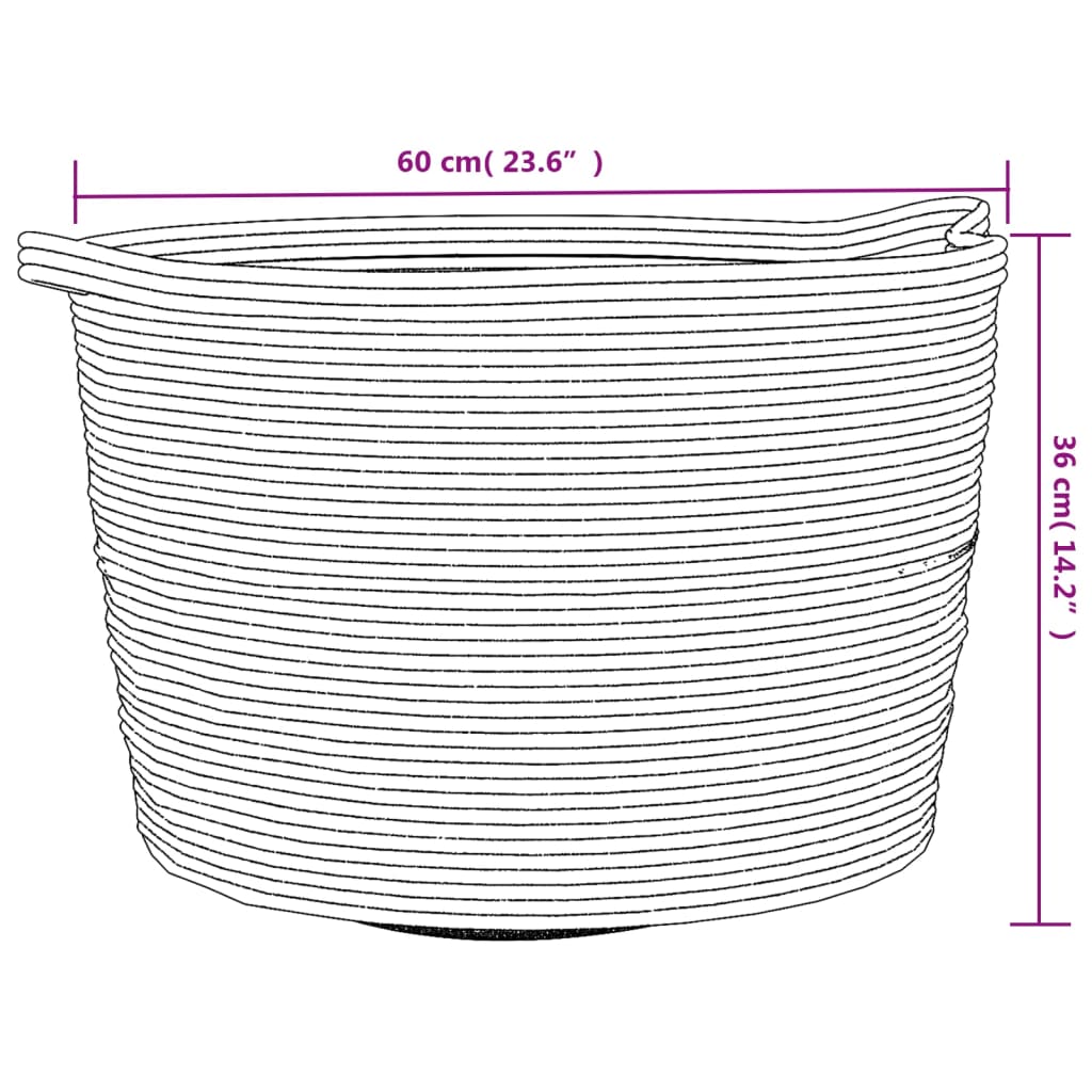 Laundry Basket Grey and White Ø60x36 cm Cotton