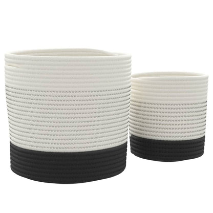 Storage Baskets 2 pcs White and Black Cotton