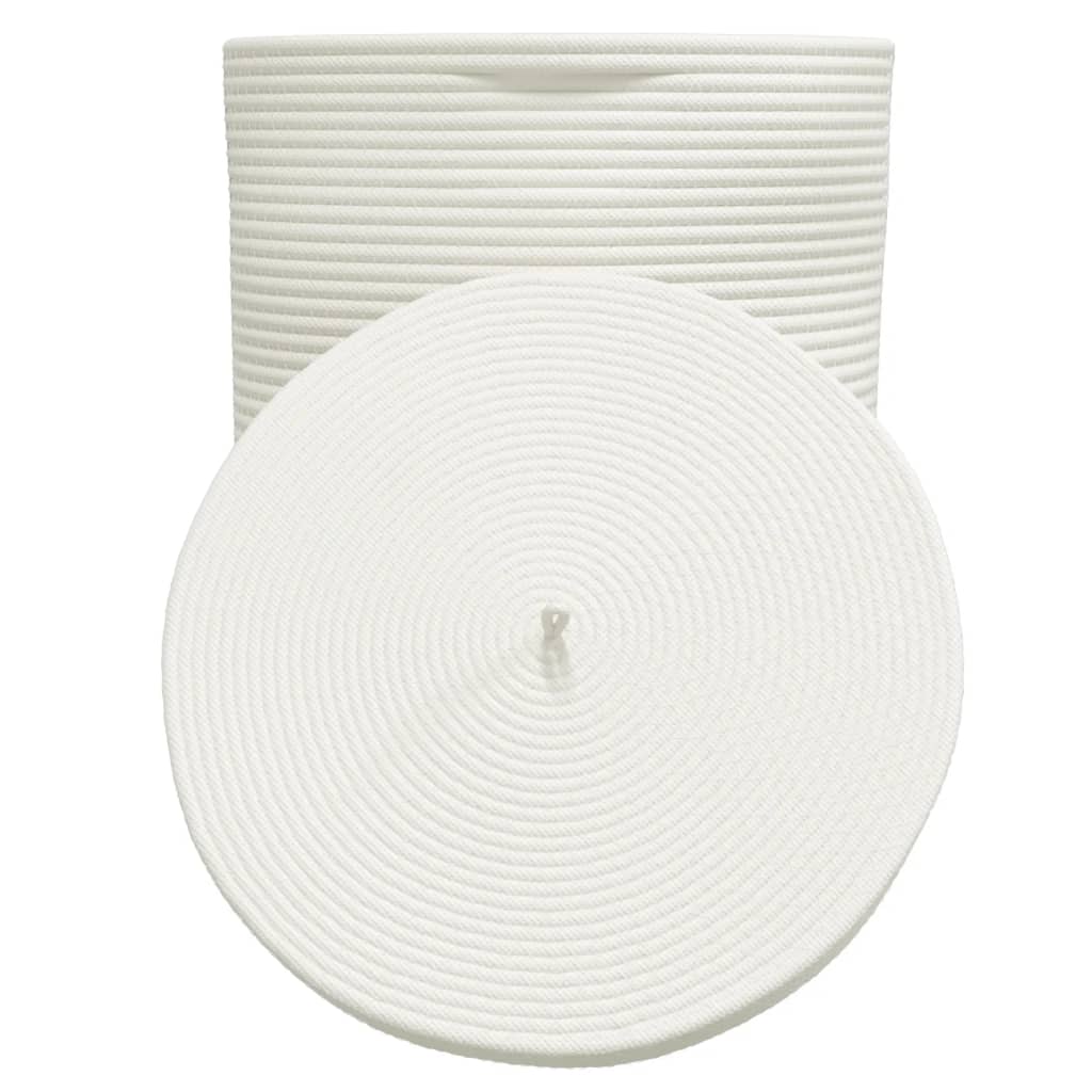 Storage Basket with Lid Brown and White Ø37x50 cm Cotton