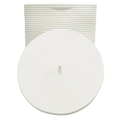 Storage Basket with Lid Brown and White Ø37x50 cm Cotton