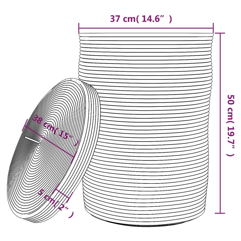 Storage Basket with Lid Brown and White Ø37x50 cm Cotton