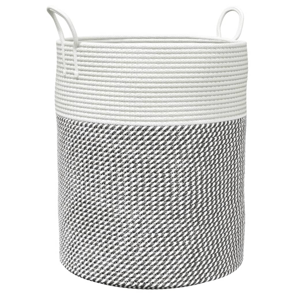 Storage Basket Grey and White Ø38x46 cm Cotton