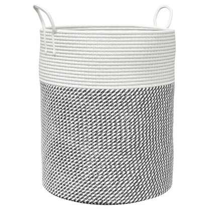 Storage Basket Grey and White Ø38x46 cm Cotton