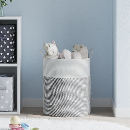Storage Basket Grey and White Ø38x46 cm Cotton