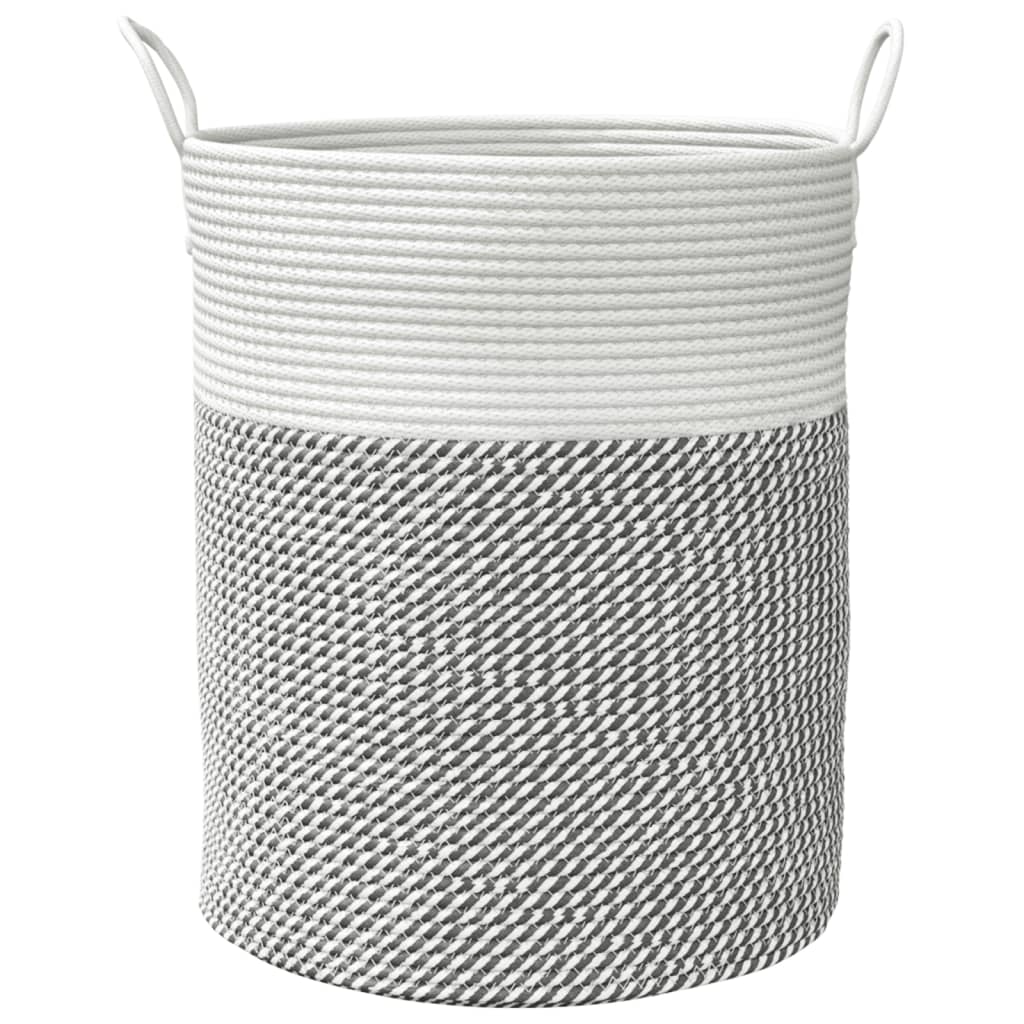 Storage Basket Grey and White Ø38x46 cm Cotton