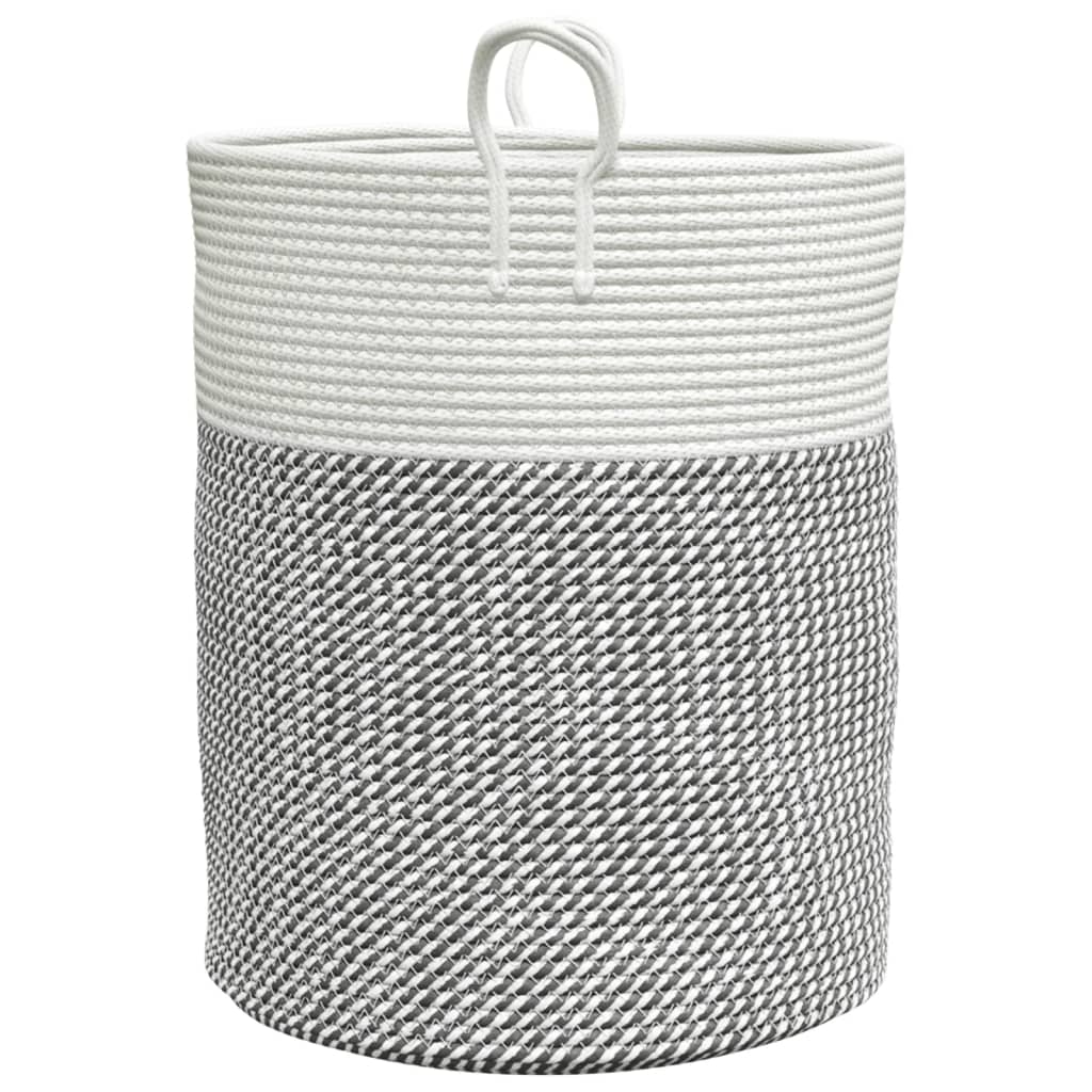 Storage Basket Grey and White Ø38x46 cm Cotton