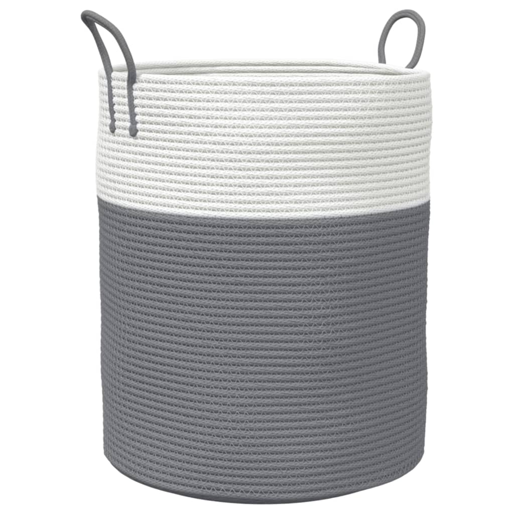 Storage Basket Grey and White Ø38x46 cm Cotton