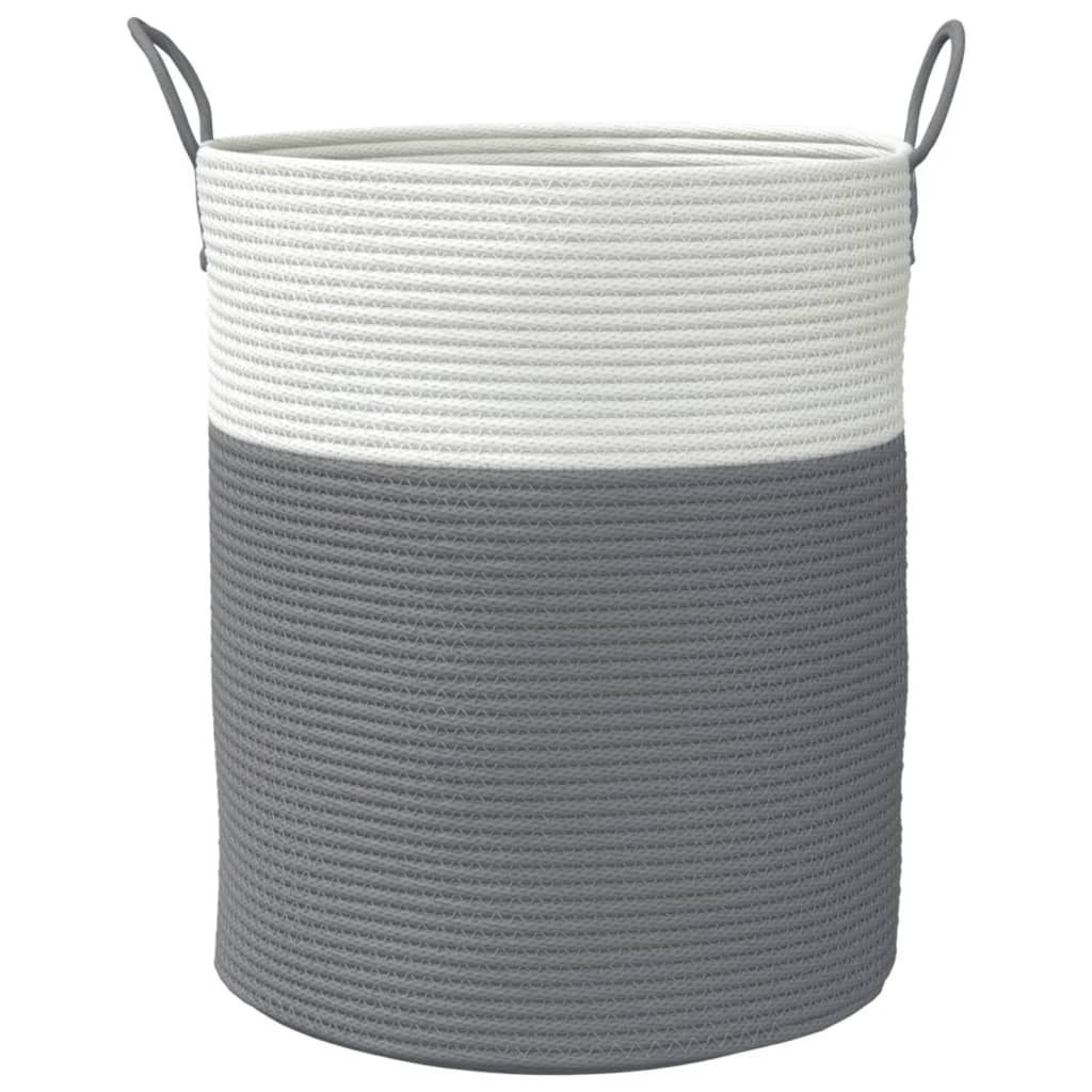 Storage Basket Grey and White Ø38x46 cm Cotton