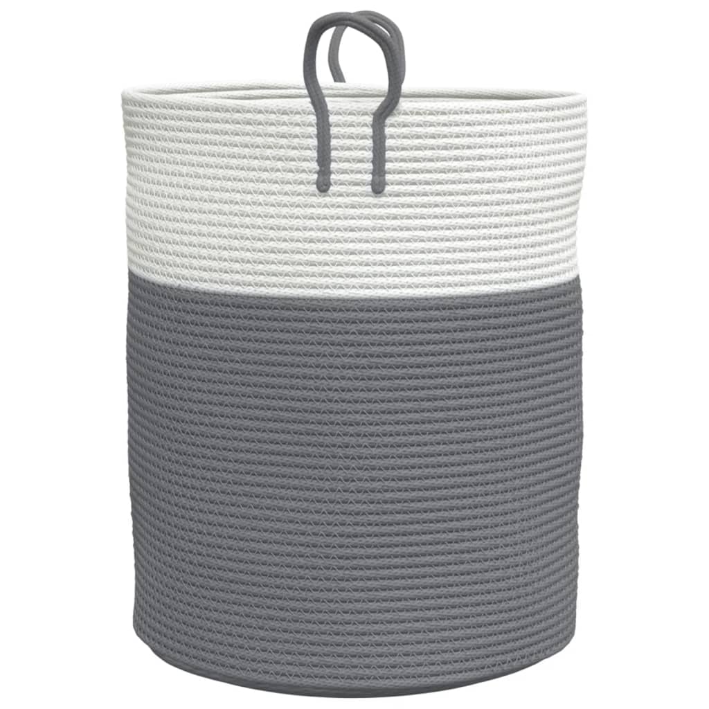 Storage Basket Grey and White Ø38x46 cm Cotton