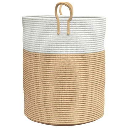 Storage Basket Beige and White Ø38x46 cm Cotton