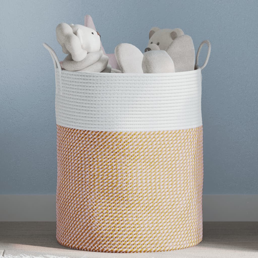 Storage Basket Brown and White Ø38x46 cm Cotton