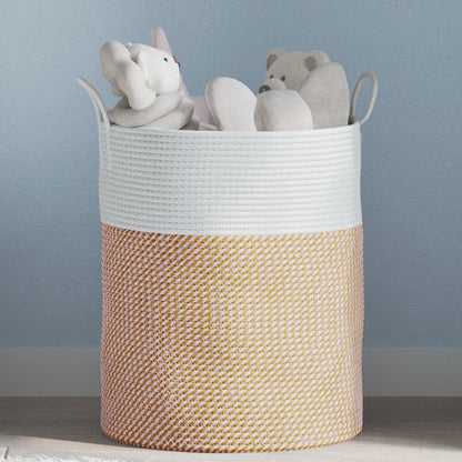 Storage Basket Brown and White Ø38x46 cm Cotton