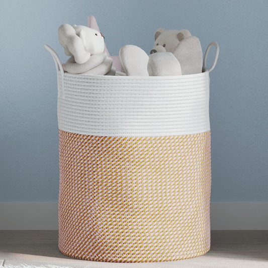 Storage Basket Brown and White Ø38x46 cm Cotton