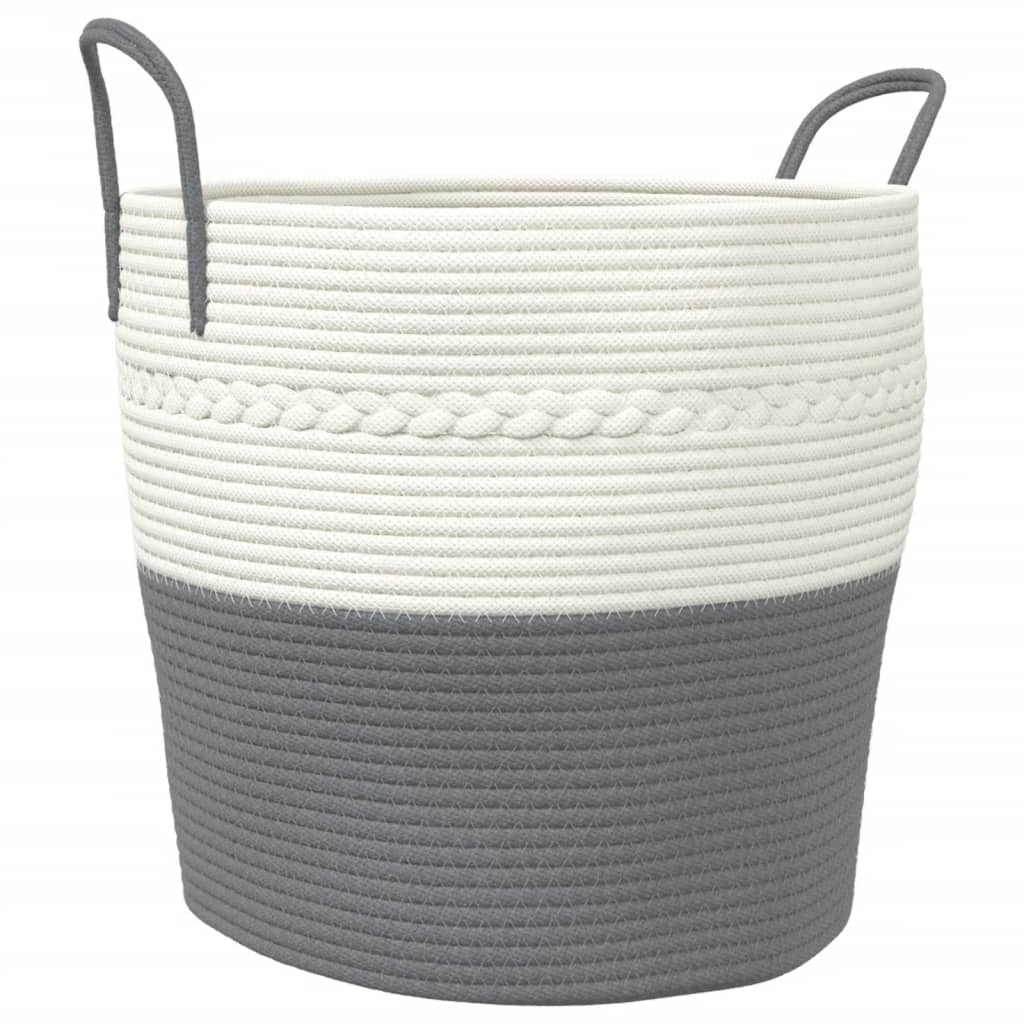 Storage Basket Grey and White Ø43x38 cm Cotton