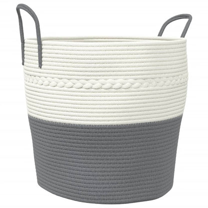 Storage Basket Grey and White Ø43x38 cm Cotton