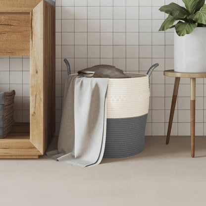 Storage Basket Grey and White Ø43x38 cm Cotton
