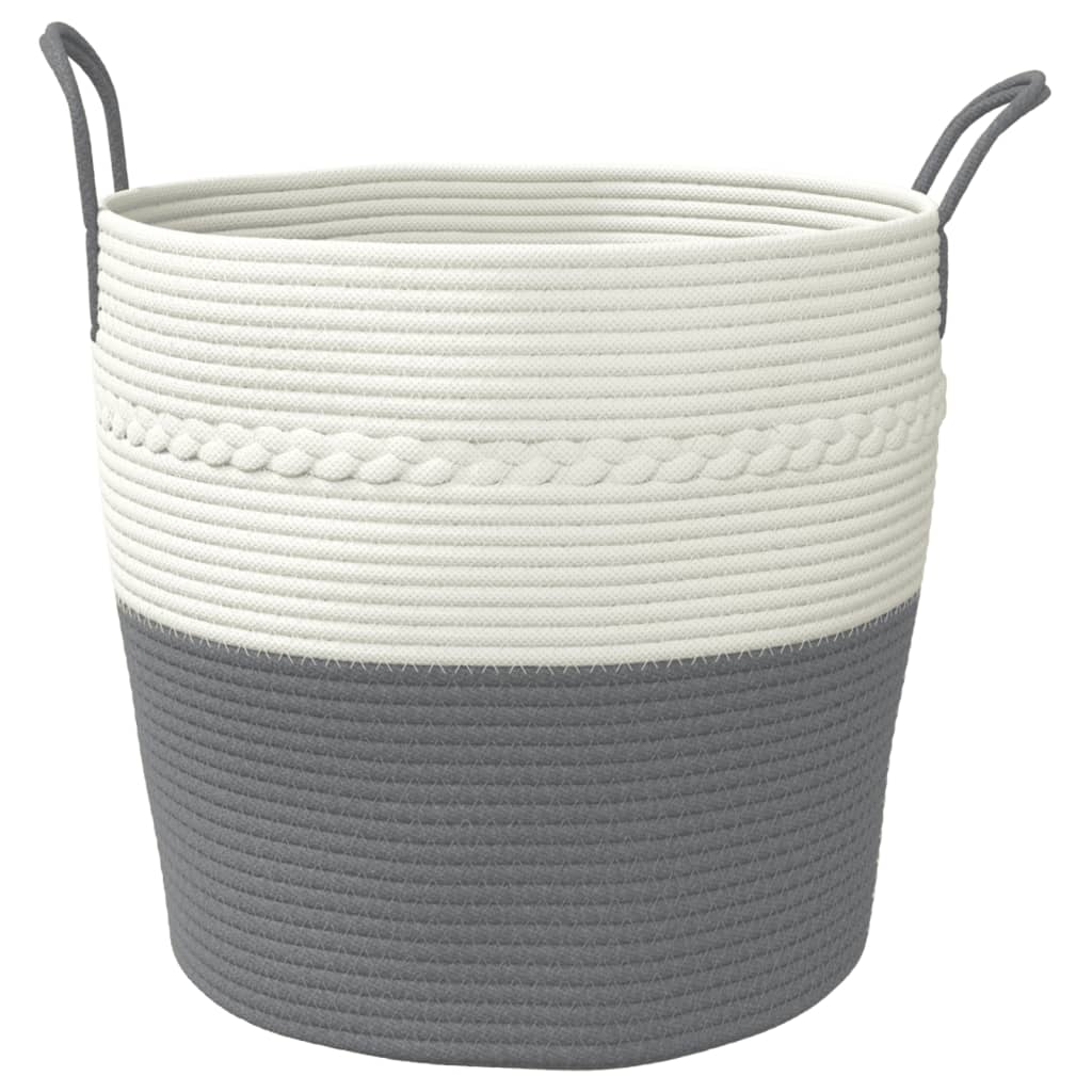 Storage Basket Grey and White Ø43x38 cm Cotton