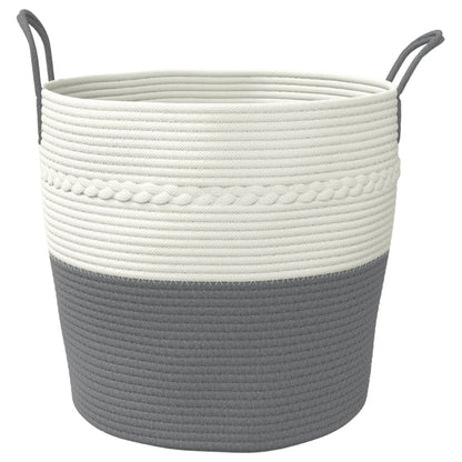 Storage Basket Grey and White Ø43x38 cm Cotton