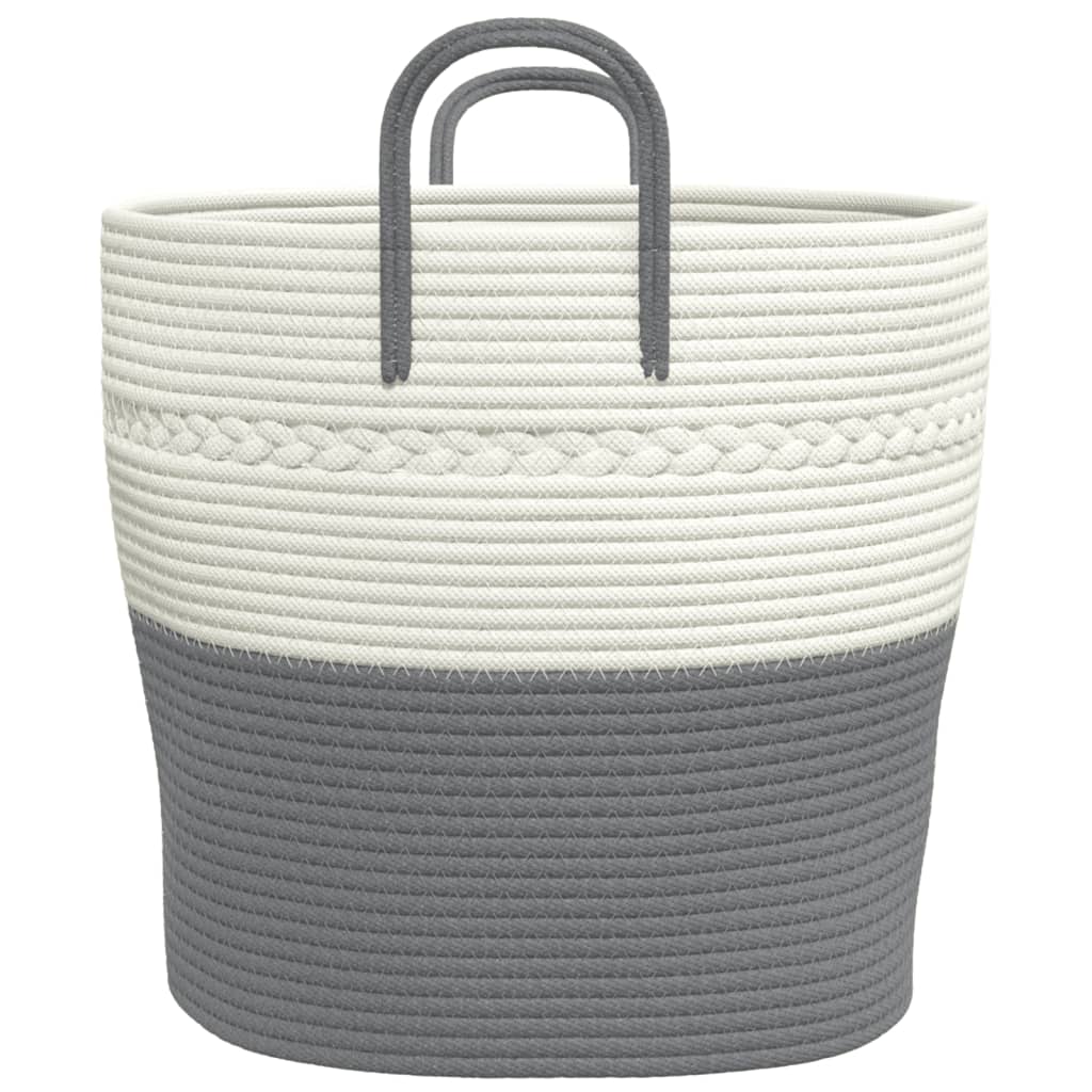 Storage Basket Grey and White Ø43x38 cm Cotton