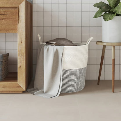 Storage Basket Grey and White Ø43x38 cm Cotton