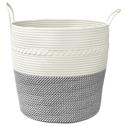 Storage Basket Grey and White Ø43x38 cm Cotton