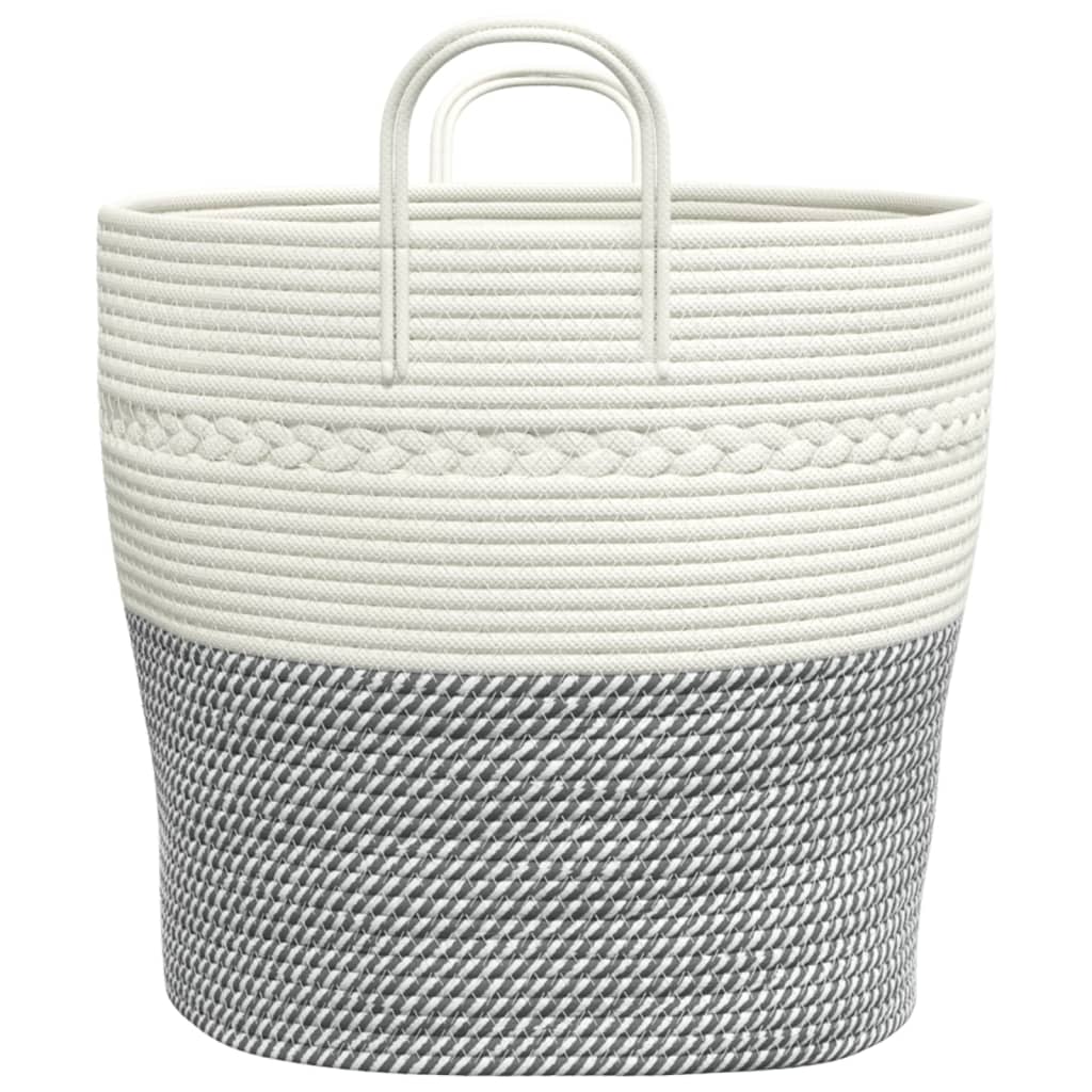 Storage Basket Grey and White Ø43x38 cm Cotton