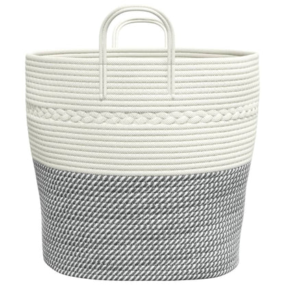 Storage Basket Grey and White Ø43x38 cm Cotton