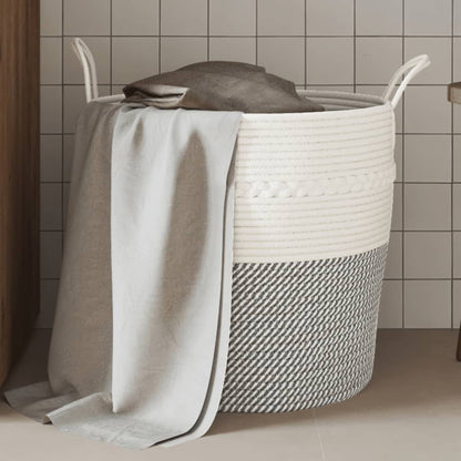 Storage Basket Grey and White Ø43x38 cm Cotton