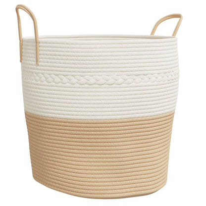 Storage Basket Beige and White Ø43x38 cm Cotton