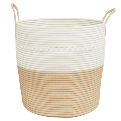 Storage Basket Beige and White Ø43x38 cm Cotton