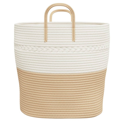 Storage Basket Beige and White Ø43x38 cm Cotton