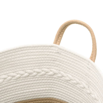 Storage Basket Beige and White Ø43x38 cm Cotton