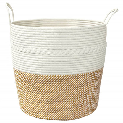 Storage Basket Brown and White Ø43x38 cm Cotton